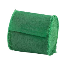 Natural Torn Edges Chiffon Fabric Ribbon for Florals-Dark green