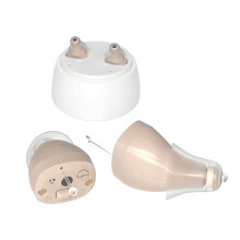 Amplificatore acustico ricaricabile per anziani, riduzione del rumore, potenziatore di suono binaurale, blu/beige
