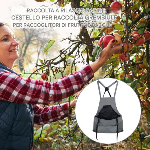 Echro Harvest Crossover Back Garden Apron with Large Pockets Gray 1