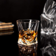 Vintage Design Whiskey Glasses, High Transparency Lead-Free Glass Rocks Glass for Spirit Lovers, Stylish Element for Home Bar, Easy Cleaning 300ml