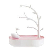 Organizator de bijuterii creativ pentru decor de păsări, organizator de suport pentru turn de copac din material ABS ecologic pentru coliere, inele