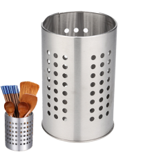 Porte-ustensiles de cuisine au design élégant, organisateur en acier inoxydable avec trous d'égouttage ronds pour un séchage efficace, design