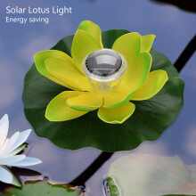 Luminária solar flutuante para lago, formato de lótus colorido com LED RGB, ecológica e ideal para decoração de jardins e piscinas. Possui