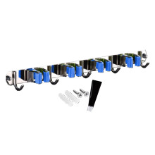Organisateur de produits de nettoyage pour garage, support Ă balais en acier inoxydable pour le rangement des outils de buanderie (taille compacte,