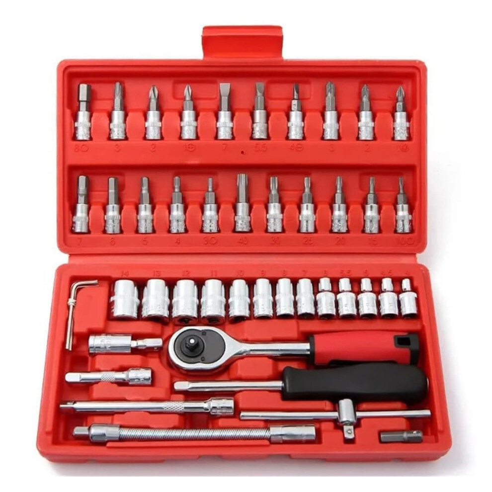 46 Pcs Wrench Socket Set Hardware Car Motorcycle Repair Kit Ratchet Wrench Tool Set Car Repair Tool Set Full Overlay Ref: 5775 9119770885999