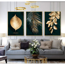 Artistic Forest Motifs for Wall Decoration, Large Modern Artwork Abstract Botanical Leaves 3 Pcs Intense Colors Unframed