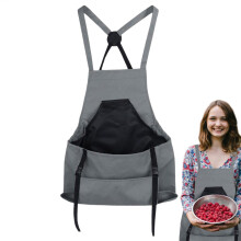 Garden apron – Harvest apron Farm clothing for fruit pickers Gray