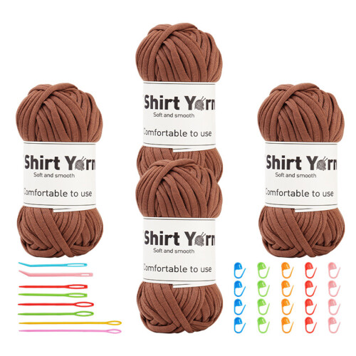 Crochet Yarns with Bent Tip Needle,  for Beginner-classic brown