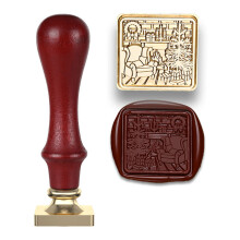 Christmas Seal Stamp Head Wood Handle Set,-Treat Christmas
