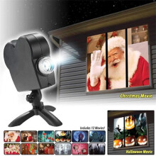 Proyector móvil - Sin especificar - 12 películas - Navidad y Halloween - Decoración de ventanas - Color negro