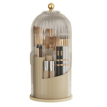 Organisateur de maquillage rotatif à 360 pour tous les pinceaux, avec rangement multifonctionnel et design compact pour salle de bain.
