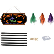 Wood Witches Broom Parking Sign Halloween Front Porch-B Style