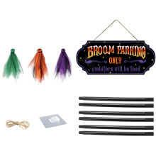 Bewitching Broom Parking Sign Handmade Front Porch Hanging-A