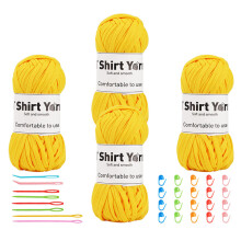 20 Color Crochet Yarns with Large Eye Knitting-lemon yellow
