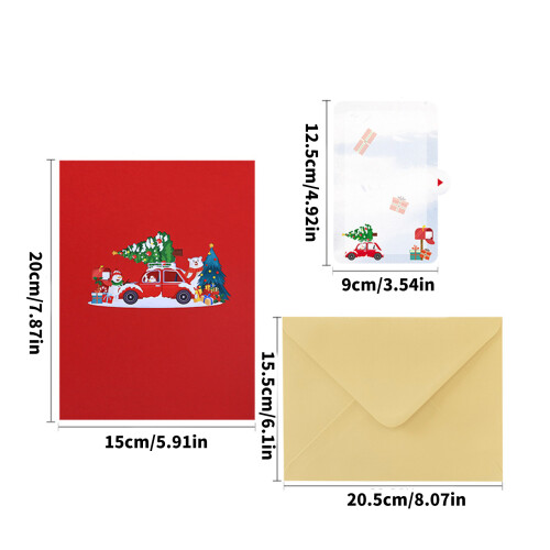 3D Christmas Car Popup Card with Envelope Stylish Handmade 2