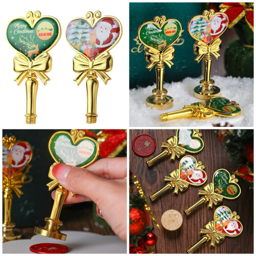 7Pcs Christmas Themed Stamp Handle Replaceble Metal-Santa Claus 2