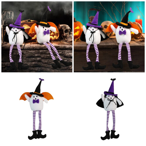 Soft Halloween Witch Hat Long Legged Doll Ornament-purple hat 2