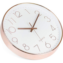 Decorative Wall Clock, Elegant Design Rose Gold Quartz Sweep Movement Silent Non-ticking Timepiece for Home Office School, Clear to Read 3D Digital