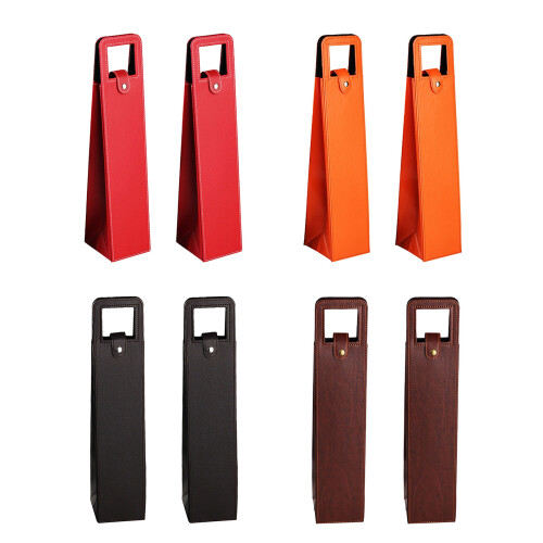 2 stuks elegante lederen wijnflesdragers herbruikbare-Rood 1