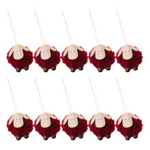 10Pcs Creative Felt Sheep Hanging Accent Holiday Ornament-Red