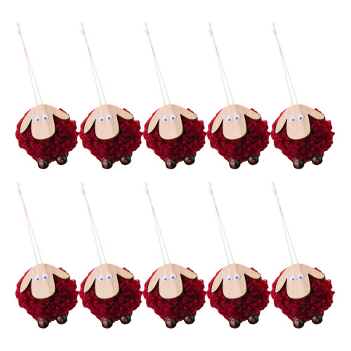 10Pcs Creative Felt Sheep Hanging Accent Holiday Ornament-Red