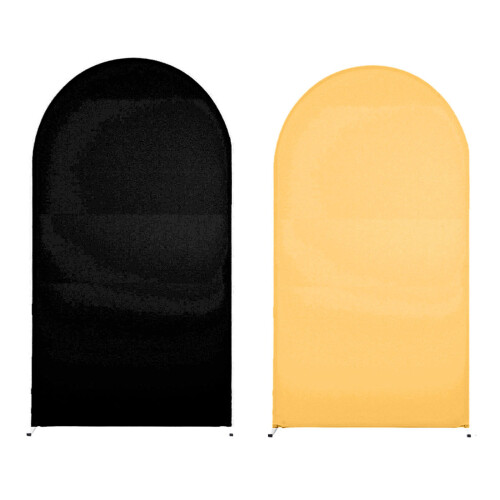 Multipurpose Fitted Arch Backdrops Cover-7.2ft black gold