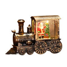 Vakantie oplichtende trein met kerstmanfiguur Gloeiende-4