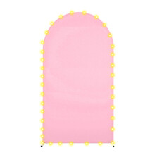 Archways Photo Backdrop with LED Lights for Wedding-6.6ft Pink