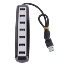 Zevenpoorts USB 3.0-hub, dé oplossing voor het aansluiten van meerdere apparaten, met individuele aan/uit-schakelaars en snelle gegevensoverdracht