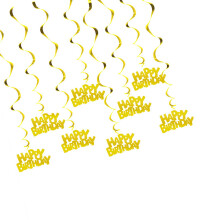 Decorative Happy Birthday Swirls Ornament Stylish Ceiling-Gold
