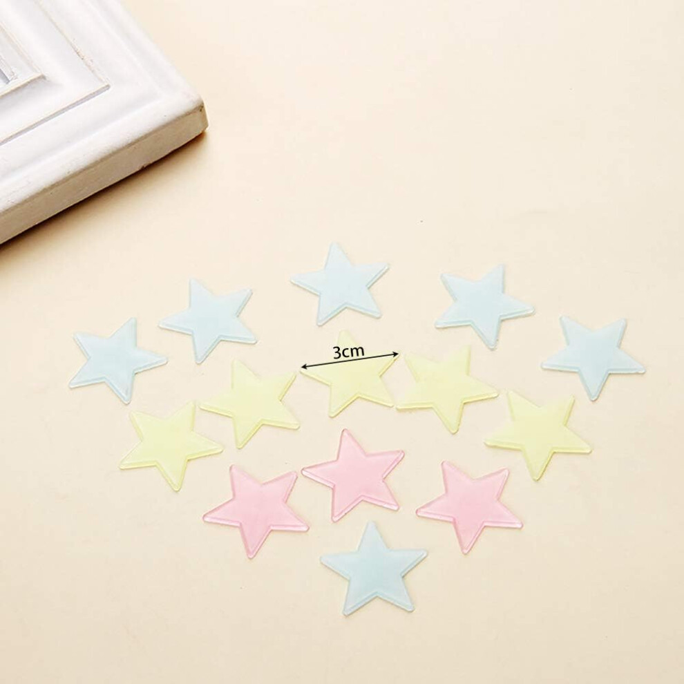 Glow In The Stars, Luminous Plastic Wall Stickers For Home Bedroom Decor, Multi-Color Set Of 300Pcs, Leaves No Residues, Creativity Development Dark