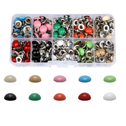 40-200Pcs 6mm-10mm Button Fasteners Leather Rivets,-Set 6
