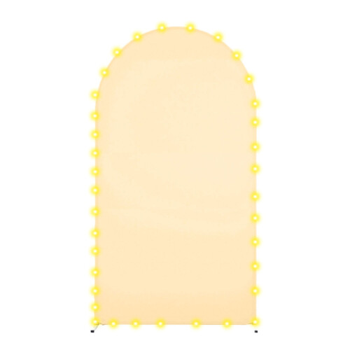 Archways Photo Backdrop Cloth with String Lights-5ft Beige