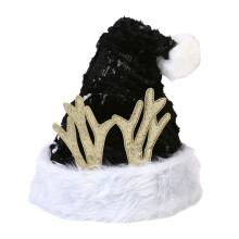 Pailletten Kerstmuts Zacht Comfortabel Kerstmuts Pluche-Zwart