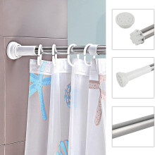 Versatile Tension Shower Curtain Rod, 304 Thick Steel Extendable tension rods for Bathroom Bathtub Window 50-80CM, Smooth Surface without Burrs