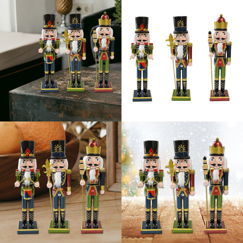 1Pcs Traditional 38cm Wood Nutcrackers Shaped Figurine-Green 2
