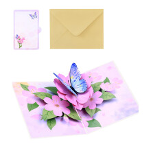 Flower and Butterfly Greeting Card with Envelope Gift for