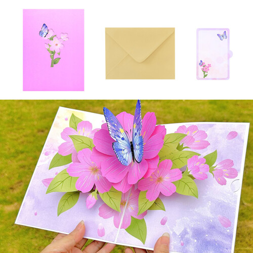 Flower and Butterfly Greeting Card with Envelope Gift for 1