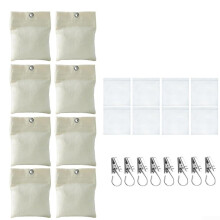 8Pack Outdoor Curtain Weights Heavy Duty Canvas Sandbags with RustProof Clips for Patio Curtains and Tablecloths White