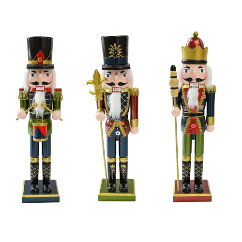 1Pcs 38cm Wood Nutcrackers Statue Artistic Tabletop-Deep Blue 1