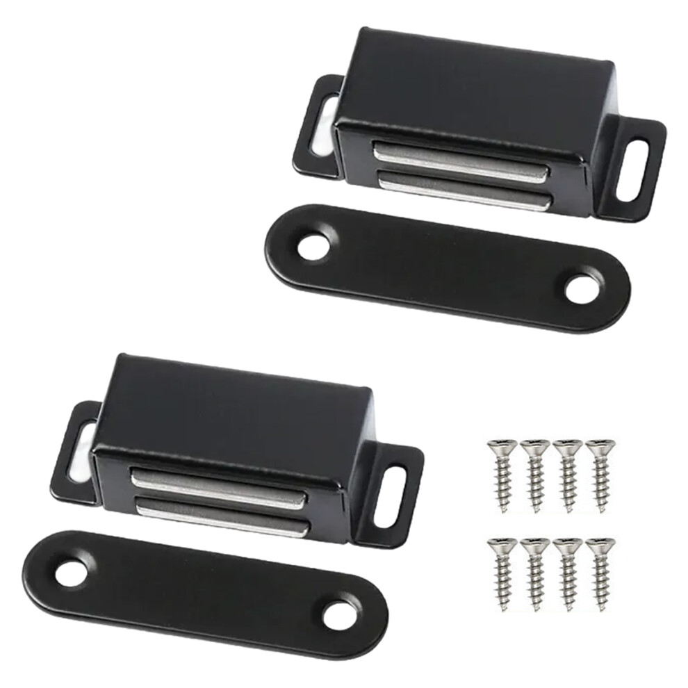2 Pack Magnetic Door Catch, Thicken Cabinet Door Magnets Cupboard Catches Magnetic Strip Magnet Catch For Furniture Closet Cupboard Door Closing(Black 9198585103818