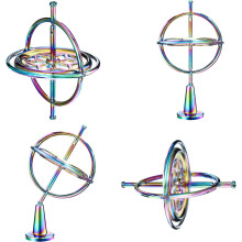 Anti-Schwerkraft-Gyroskop, robustes Gyroskop fürs Büro, farbenfroher Metallrahmen, Präzisionsgyroskop, Physikspielzeug fürs Gleichgewicht,