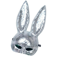 Realistic Rabbit Animal Face Mask Festival Rabbit-Silver