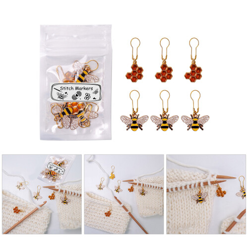 6PCS Crochet Locking Knitting Marker Charm for Sweater Hat Bag 1
