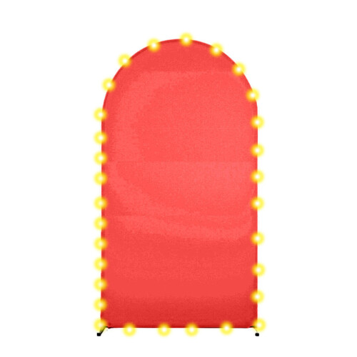 Photographic Arch Backdrop Cloth with Decorative Lights-4ft Red