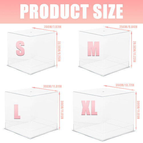Acrylic Clear Handheld Bouquets Box Elegant Square Clear-L 2
