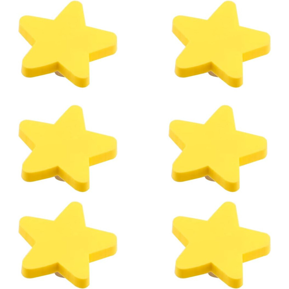 Ceramic Drawer Knobs, Cartoon Cabinet Pulls For Children's Furniture, Yellow Star-Shaped Design, Moisture Resistant 9554910063163