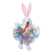Cerceau floral de lapin de pâques moderne, décor de-lapin bleu
