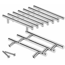 Modern Style T Bar Drawer Pulls, Durable and Lightweight Stainless Steel Cabinet Hardware for Kitchen and Bathroom Cabinets, Brushed Nickel Finish