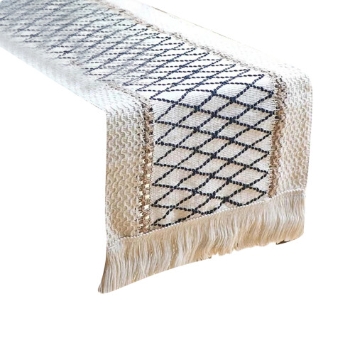 Nappe moderne en coton et lin à pompons, couverture de-Noir 4